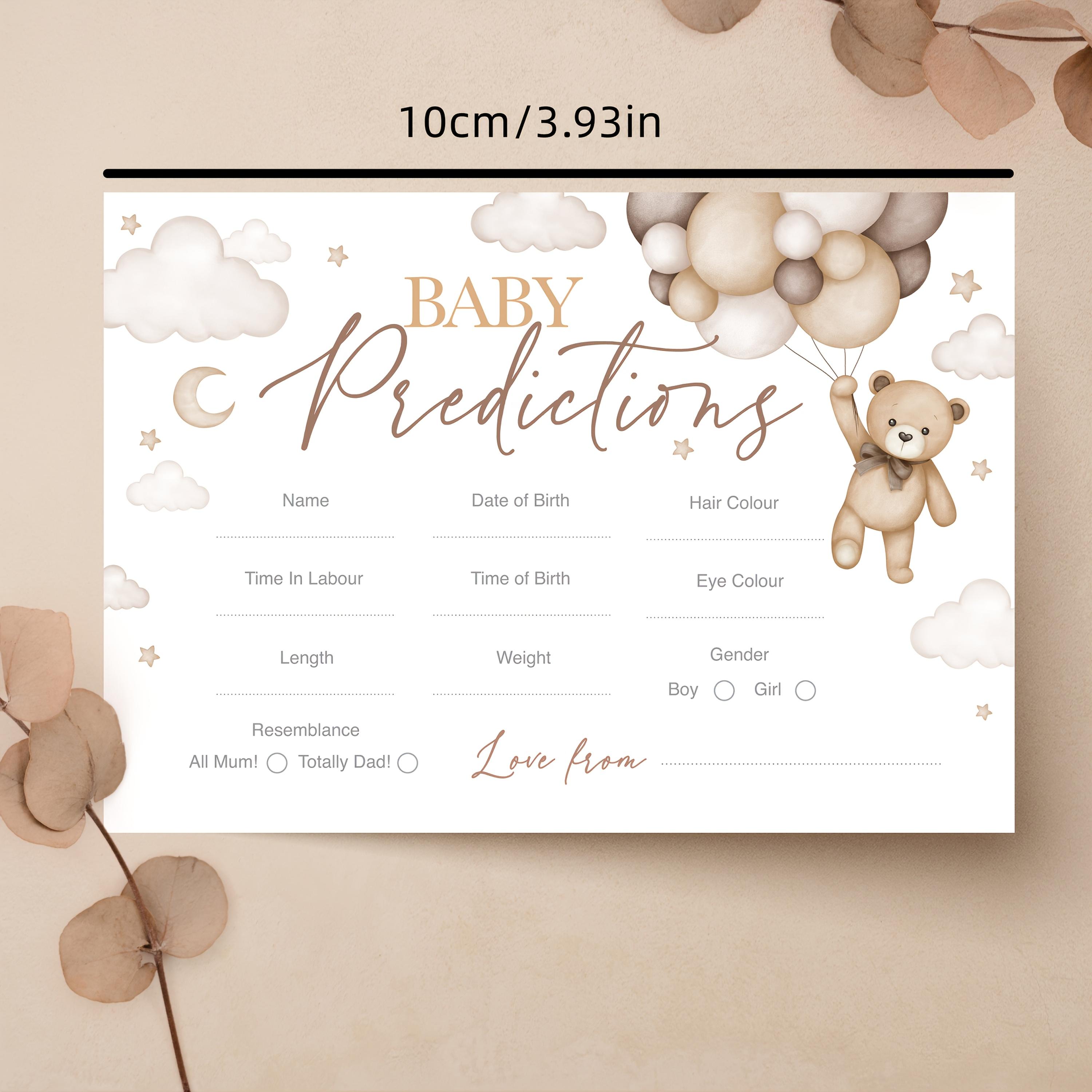 Baby Prediction Game Cards Set, Neutral Teddy Bear Party Games, Fun Baby Shower Activities, Perfect for Gender Reveal Parties