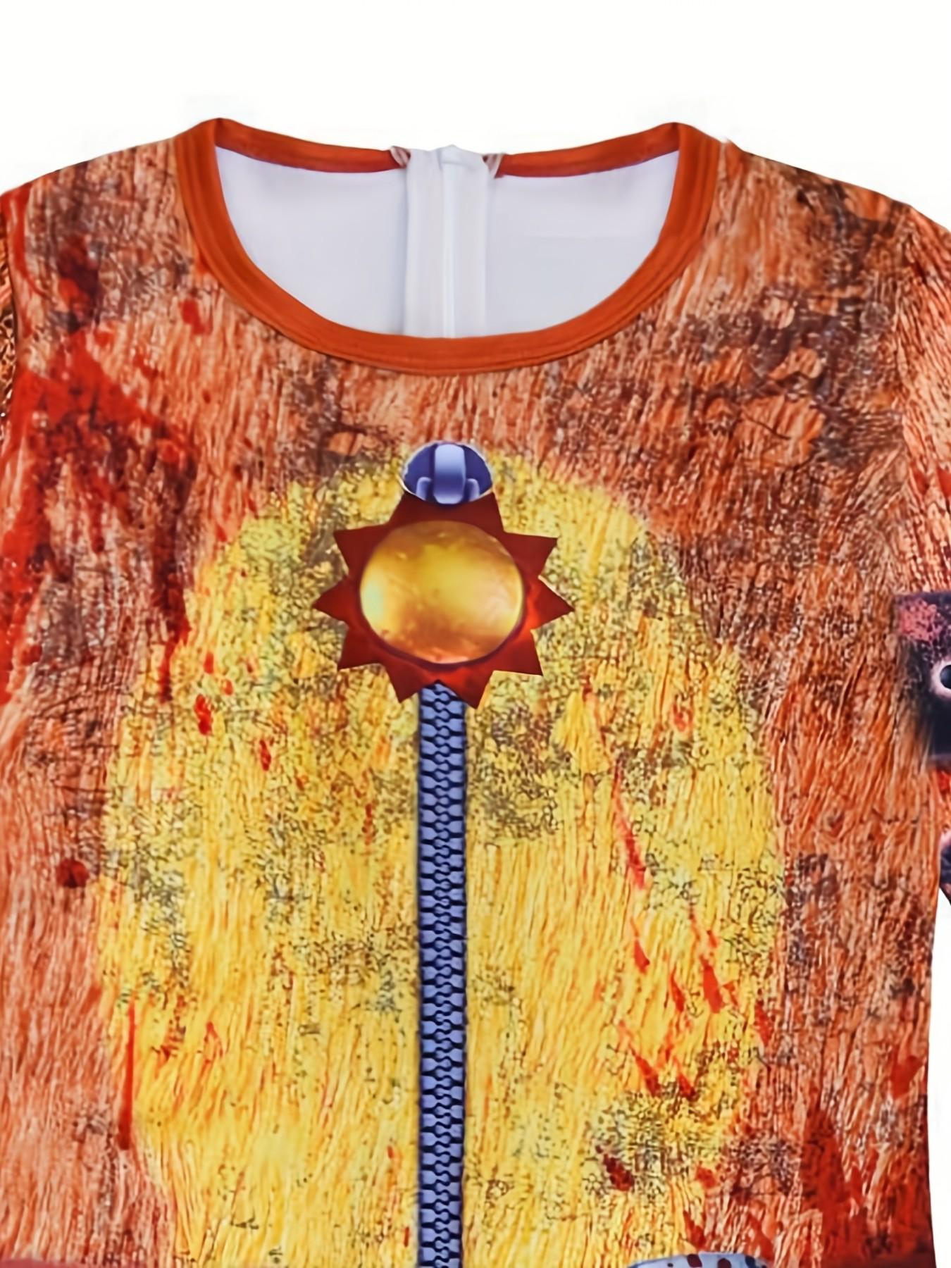 3-Piece Jumpsuit Set, Fashionable Cool Funny Position Print Costume + Headwear + Gloves, Unisex Kids Halloween Christmas