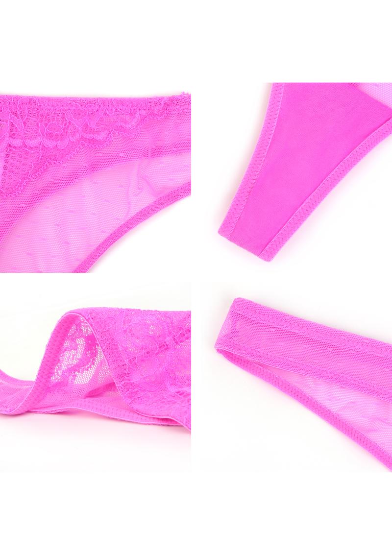 HSIA Enchante Floral Lace Sheer Mesh Back Thong Underwear Matching Panty