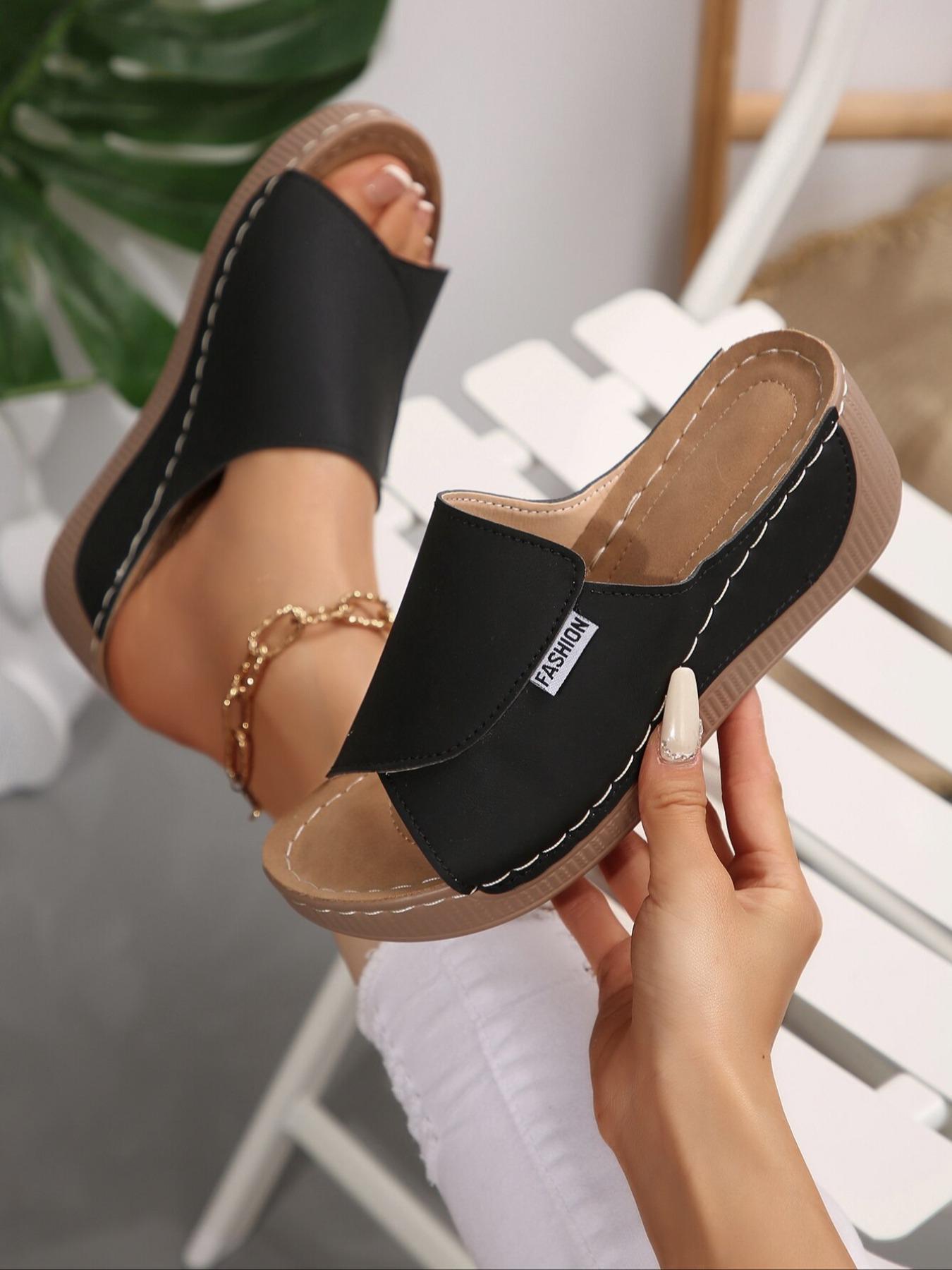 Lace-Up Cross Strap Wedge Sandals, Comfortable Fashion Trendsetter Footwear, Ideal for Commuting & Stylish Wear