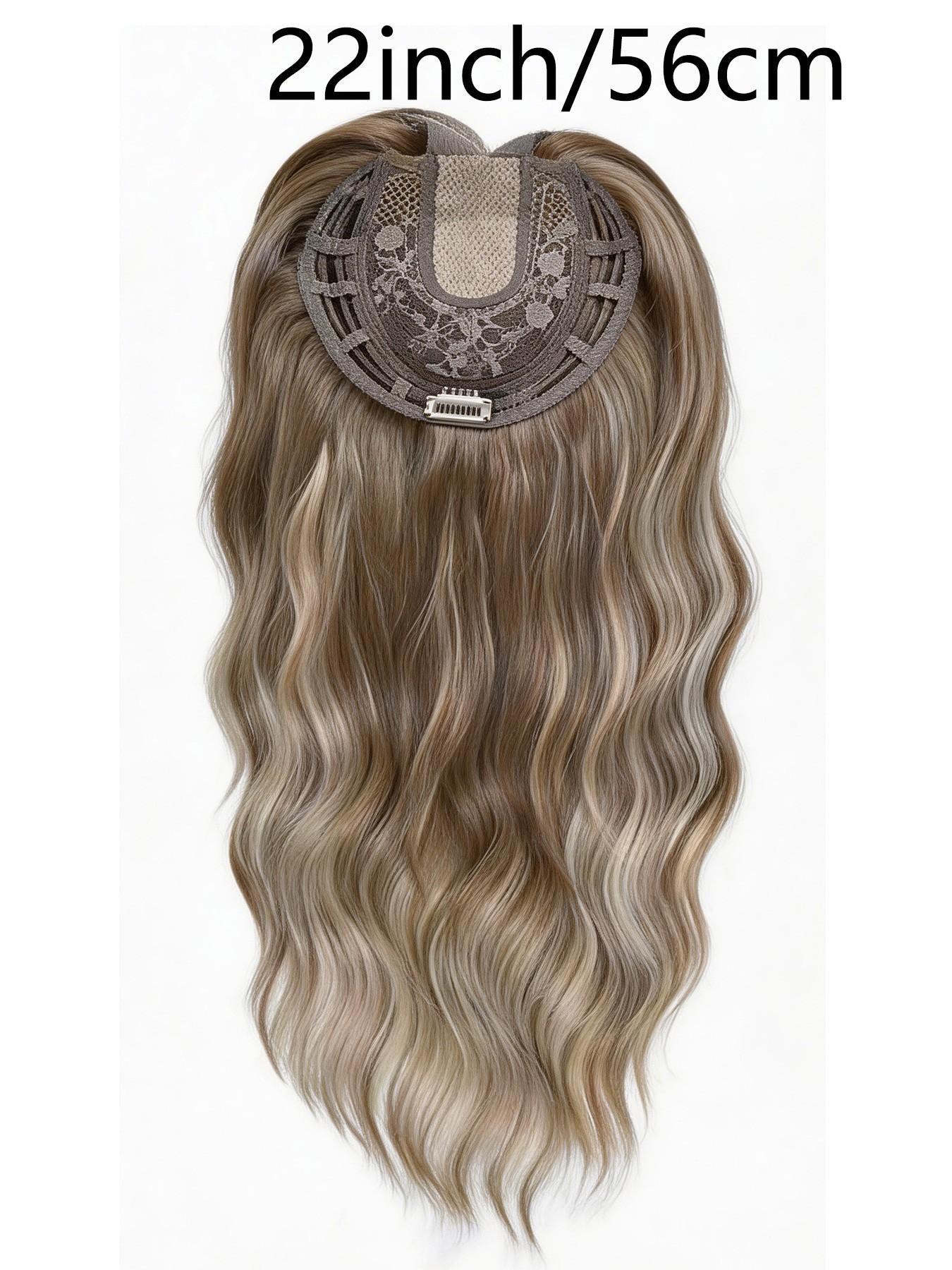 🔥 Instant Volume Boost! 22" Dark Brown Balayage Wavy Hair Topper, Clip-In Design, 100% Premium Kanekalon Synthetic, Seamless Blend for Thinning Hair & Daily Confidence!