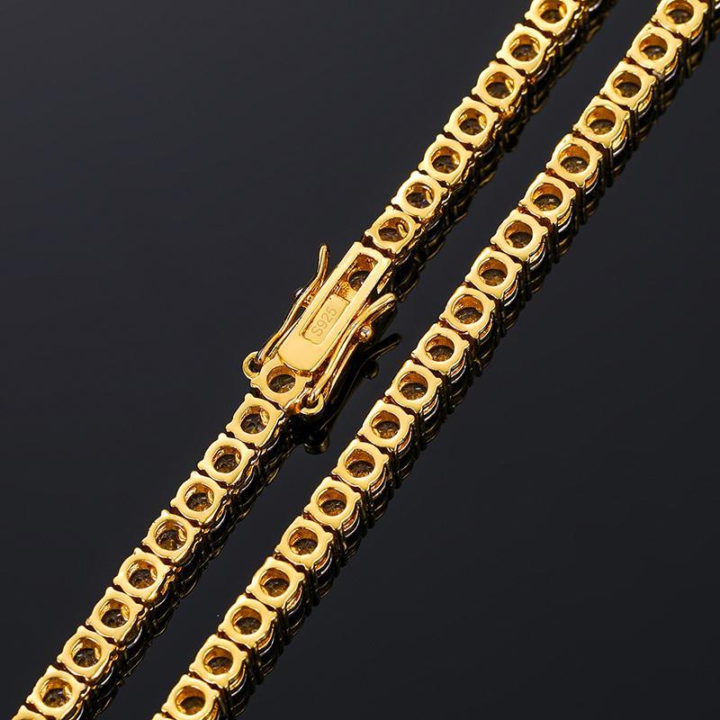 【#N12】4mm Inlaid Shiny Synthetic Moissanite Tennis Chain Necklace Fine Jewelry Engagement Gift Party Accessories Trend