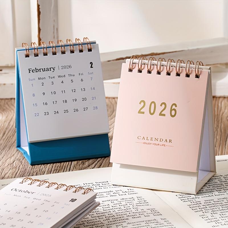 2026 Mini Desk Calendar, Monthly & Weekly Planner, Thick 250g Paper, Twin Wire Binding, Multiple Colors Available, Home Office Organizer, Office Stationery Supplies