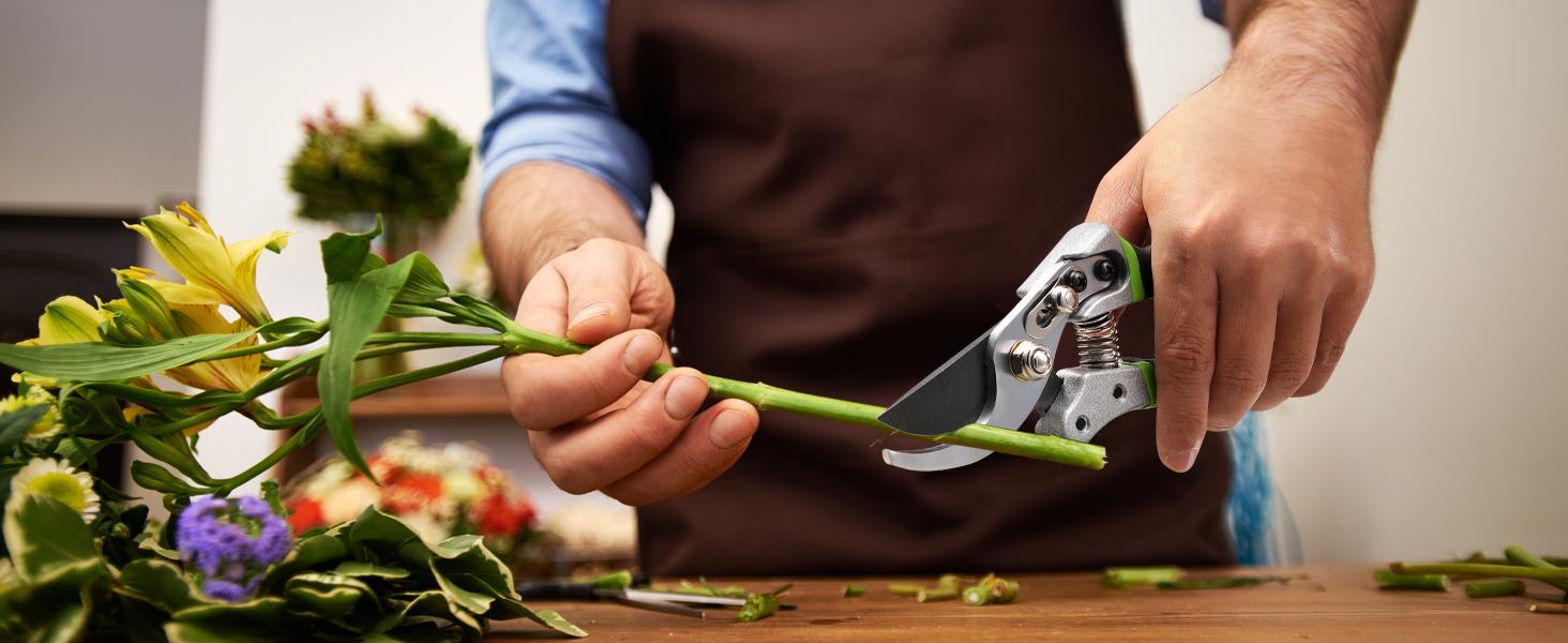 DECERK 8.5" Professional Bypass Pruning Shears for Gardening, Garden Pruner Scissors & Clippers for Fruit Tree Branch Trimming, Ultra Sharp SK5 Blade, Ergonomic Handle, Gardening Gift Women Men wood finish flower - 2025 Heavy Duty Tools for springtok