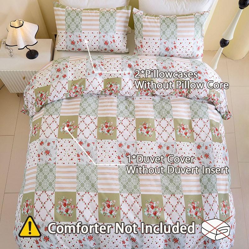 Vintage Rose Pattern Duvet Cover 3-Piece Set, Elegant and Romantic, Includes 1 Duvet Cover and 2 Pillowcases (Without Insert), Perfect for Modern Bedroom Decor.