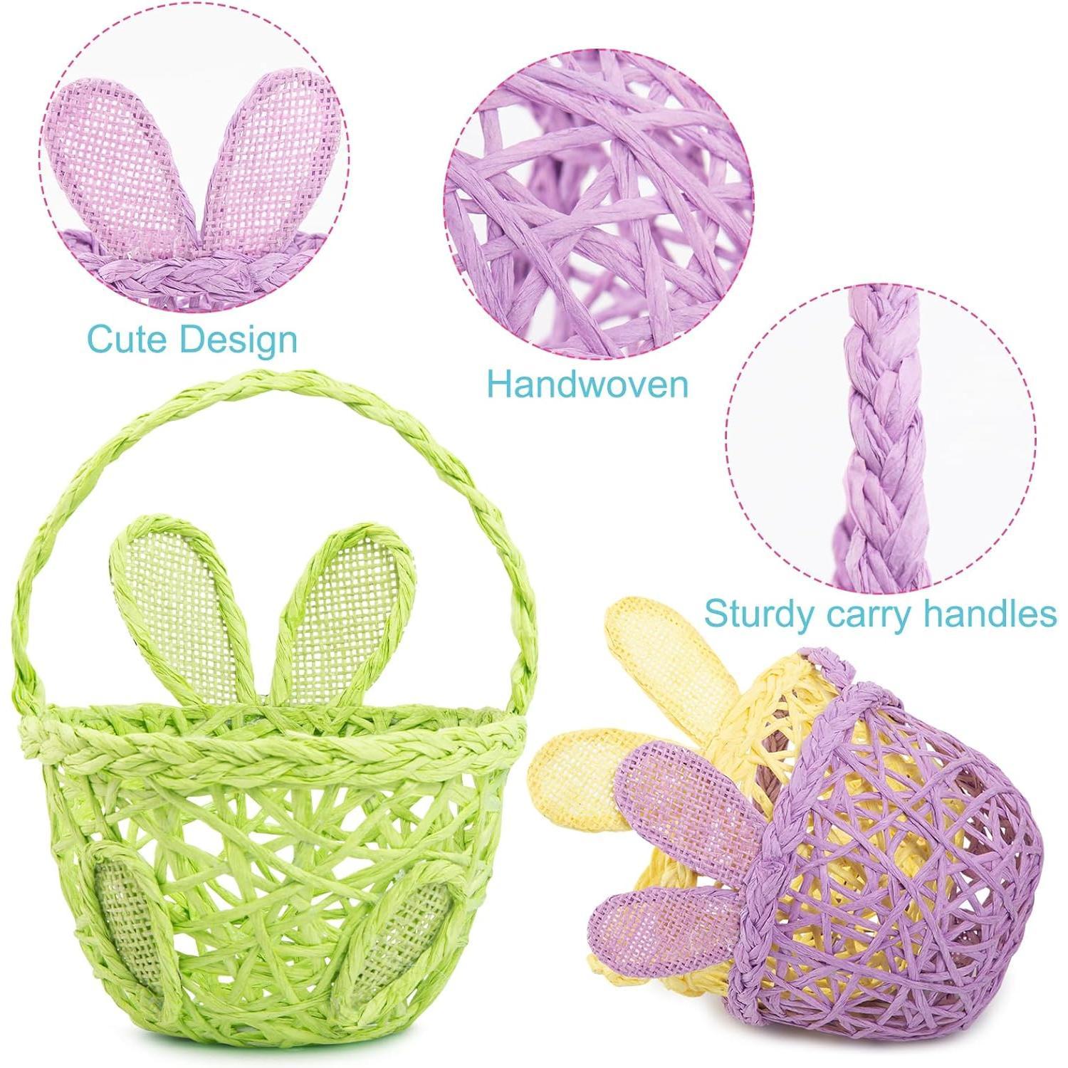 6 count Easter Egg Baskets -  6 Colors Bunny Ears Easter Baskets for Easter Theme Garden Party Favors, Easter Eggs Hunt, Easter Goodies , Basket Fillers