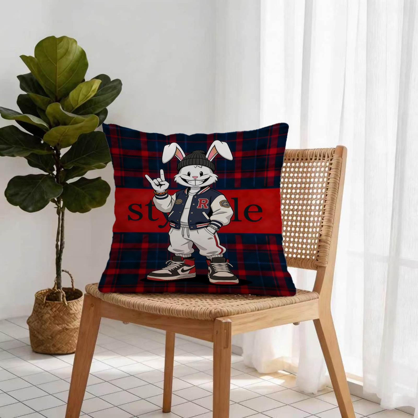 Trendy Rabbit Pattern Pillow, 1 Piece Includes Pillow Core, Soft And Durable, Suitable For Children And Adults, Daily Holiday Birthday Gifts For Beds, Sofas, Cars, Bedroom Decorations