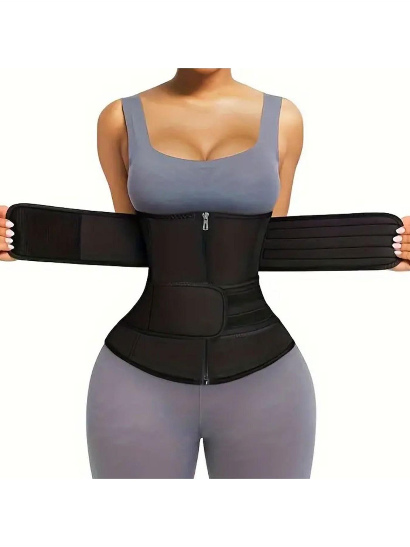 Waist Trainer for Postpartum Recovery, Dual Waist Belt with Zipper Closure, Sweat-Inducing Exercise Band, Belly Control & Body Shaping