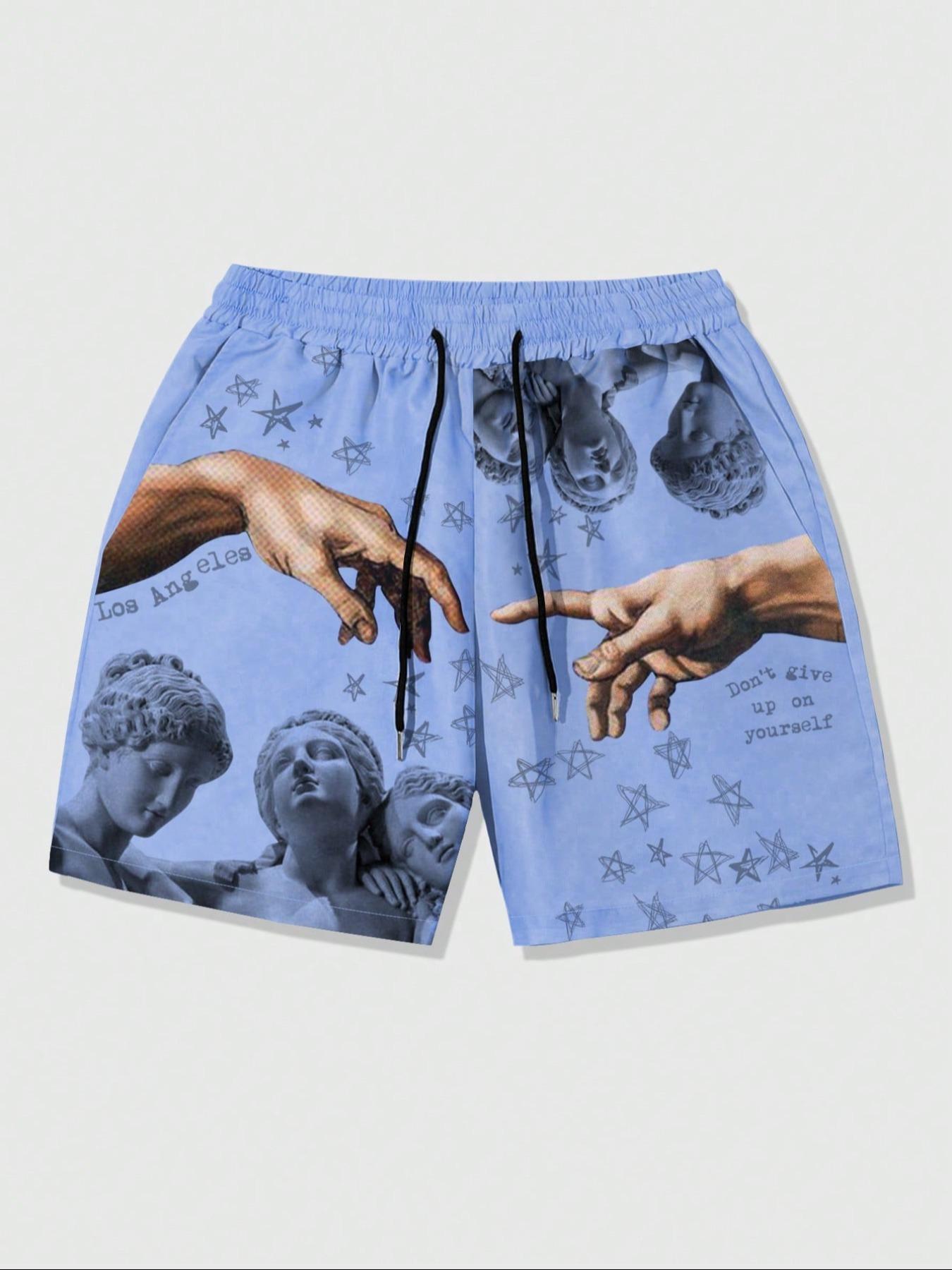 Men's Regular Fit Creative Print Lounge Shorts, Pajama Shorts, Casual Comfy Breathable Shorts for Daily Wear, Men's Sleepwear & Loungewear for All Seasons