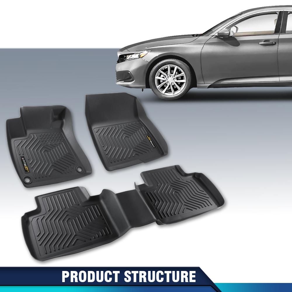 CROSSDESIGN 3pc Floor Mats Waterproof Tpe Protection Liners Fit For 2018-2022 Honda Accord Sedan Models