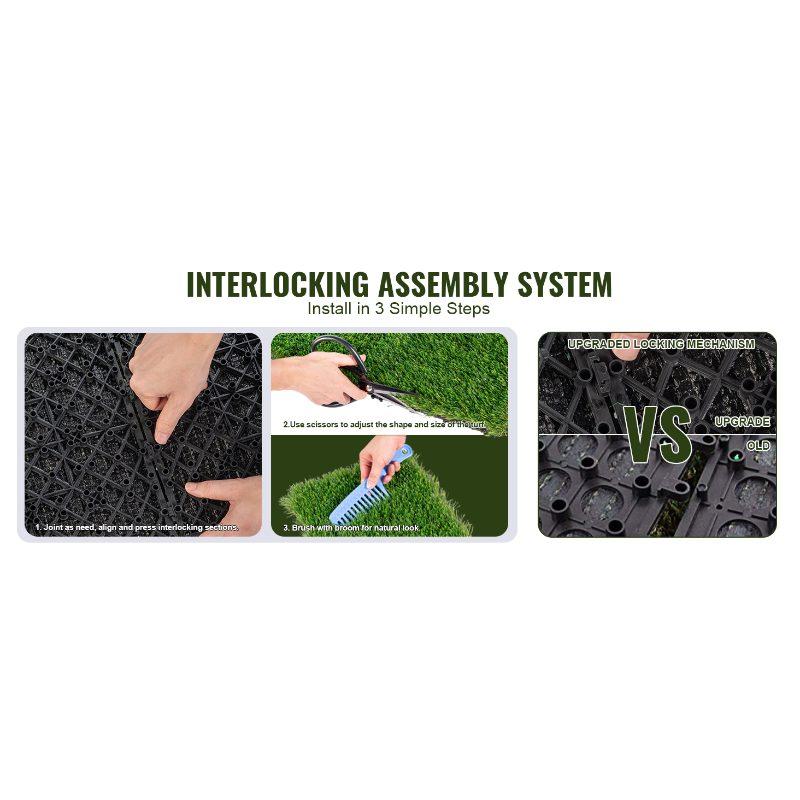 VEVOR Artifical Grass Tiles Interlocking Turf Deck Set, 18 Pack - 12x12, Synthetic Fake Grass Self-draining Mat Flooring Decor Pad, Perfect For Multi-Purpose Indoor Outdoor Entryway Scraper Dog Mats VEVOR Artifical Grass Tiles Interlocking Turf Deck Set, 18 Pack - 12x12, Synthetic Fake Grass Self-draining Mat Flooring Decor Pad, Perfect For Multi-Purpose Indoor Outdoor Entryway Scraper Dog Mats