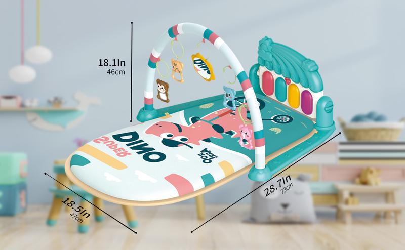 dearlomum Baby Play Mat Baby Gym Piano Tummy Time Activity Mat with 5 Sensory Toys Music Lights for Newborn Boys Girls Blue - Nursery