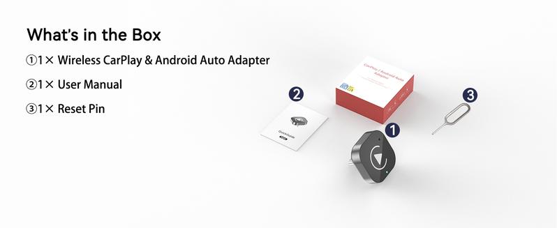 (Type-C) Two-In-One Carplay Adapter, Wireless Carplay Converter USB-C/android Auto USB-C, Convert Wired Connection to Wireless, Plug-And-Play, Wireless Carplay Dongle