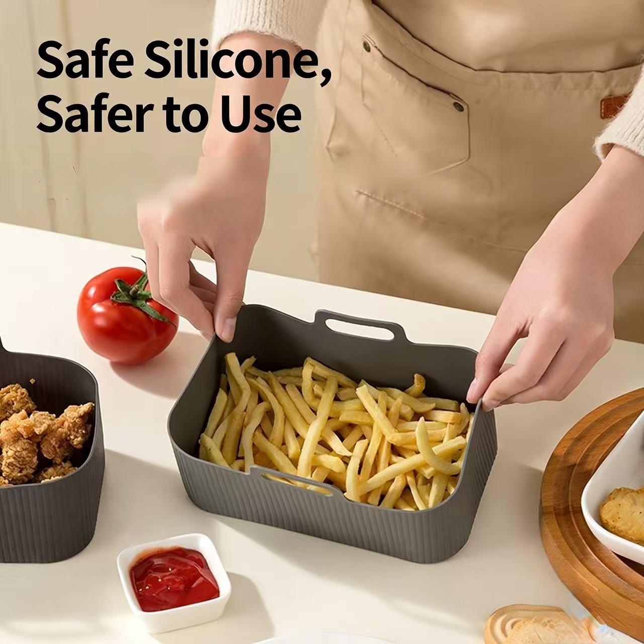 Suitable for NINJA DZ201&DZ401&AF300&AF400 Rectangle Air Fryer Silicone Pot, Reusable Air Fryers Liners, Oven Baking Tray, Household Kitchen Air Fryer Accessories