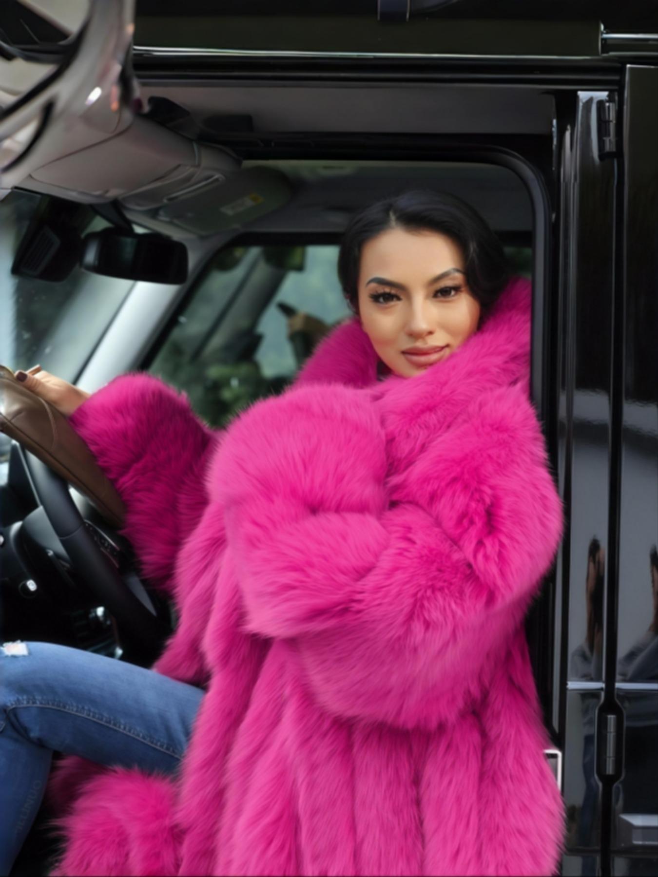 [Plus Size]Women's Faux Fur Coat, Comfortable Casual Party Jacket, Fashion Luxury Trendy Fall Winter, Soft Long Sleeve Pocket Medium Length, Outerwear