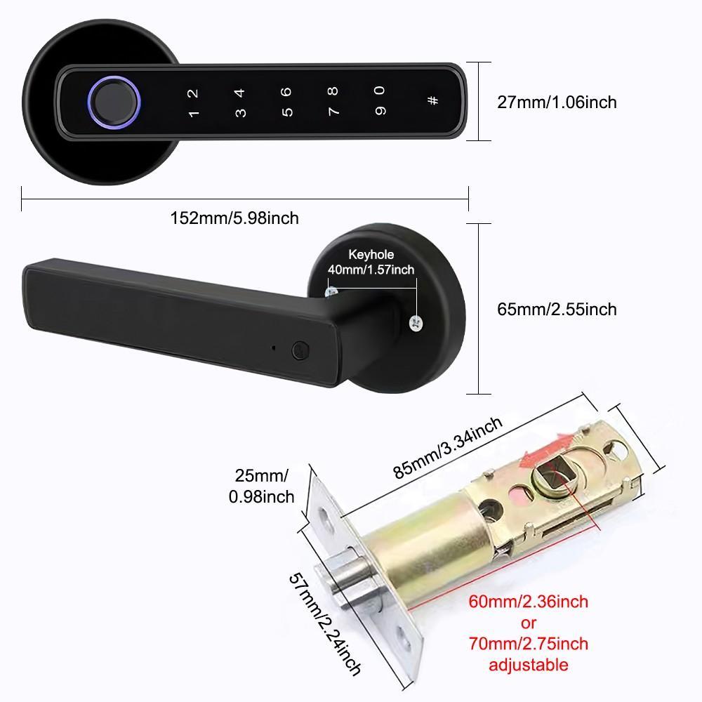 Upgraded Biometric Fingerprint Door Security Lock, Keyless Keypad Entry with Bluetooth and App Compatibility, Batteries Included, Easy to Install Smart Home Gadget, Fits 30mm-55mm Door Thickness, Smart Home Gadgets