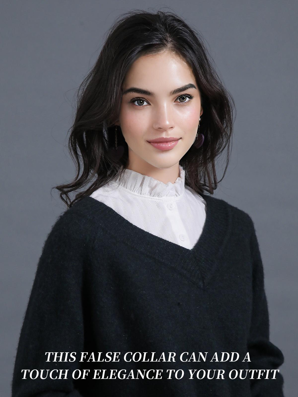 Ladies' Decorative Fakes Collar - Pure Cotton White Lace Stand-Up Collar - Available in M, L, XL & 2XL - Suitable for Coats and Occasions