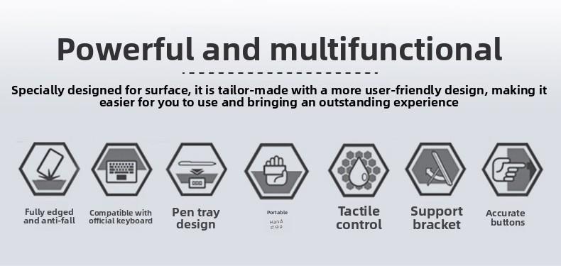 Heavy Duty Shockproof Case for Microsoft Surface Pro 7/8/9/X, Surface Go 4/3/2/1, Soft TPU Protective Cover with Built-in Pen Holder & Magnetic Bluetooth Keyboard Support, Rugged Full Body Protection for Surface Tablet