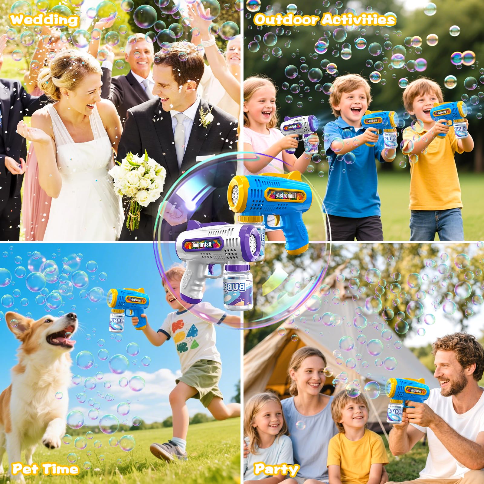 Automatic Bubble Machine for Kids, No-Spill Bubble Toy, Portable Bubble Blower for Outdoor Play, Requires Own 4 Aa Batteries, Handheld Bubble Maker