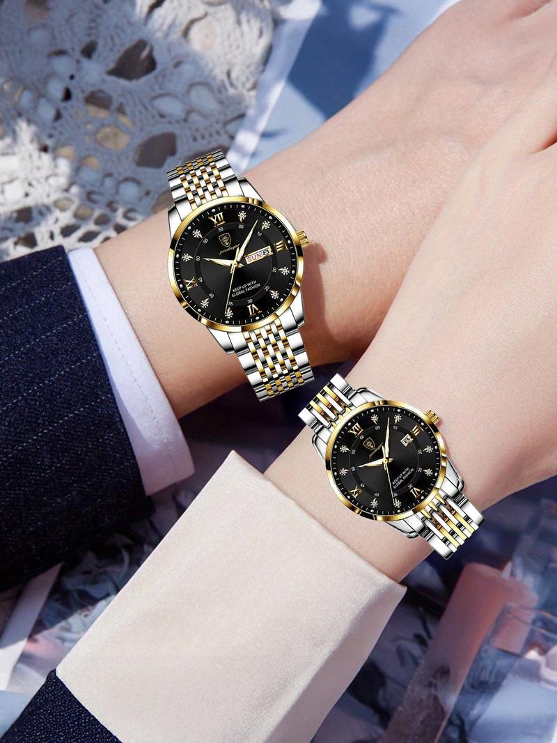 Fashion Couple Quartz Watch Luxury Couple Watch High End Watch Bright Water Date Week Valentine's Day Watch