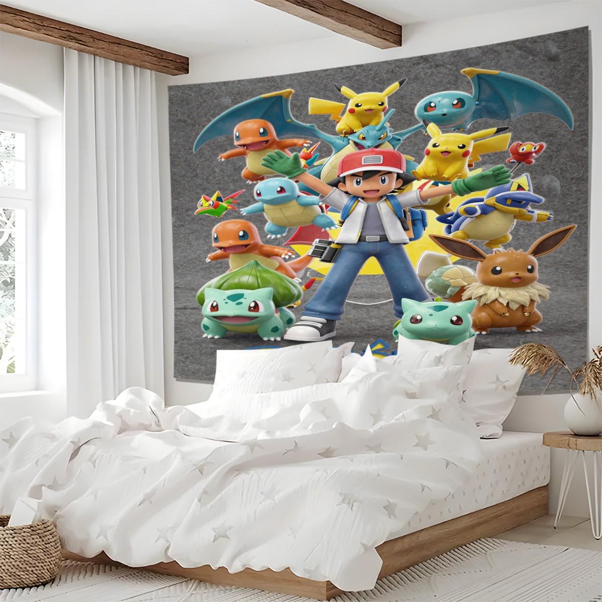 Pokémon Pattern Tapestry, Stylish Room Flag, Unique Wall Art For Living Room And Bedroom, Soft And Durable For Kids And Adults Daily Holiday Birthday Gift Bedroom Decoration