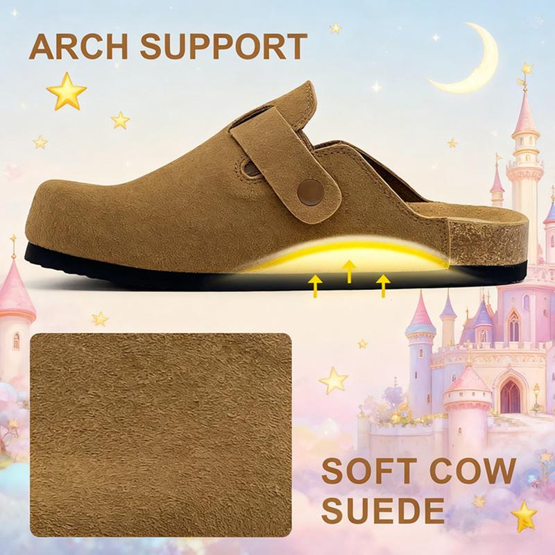 Lumubby Kids Suede Clogs Boys Girls Sandals Cork Footbed Toddler Slip-on Slippers Indoor Outdoor Cute Classic Adjustable EVA Sole
