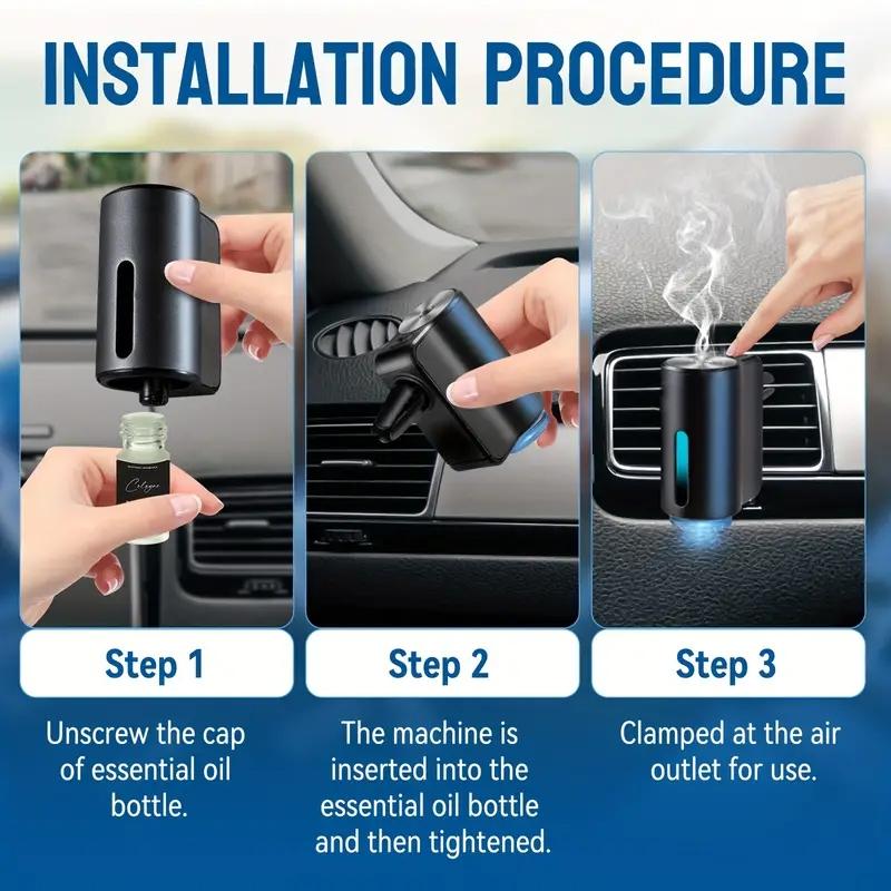 Smart Car Air Freshener with Three Adjustable Concentration Scent Levels, Portable Waterless Car Diffuser Air Freshener Car Aromatherapy Diffuser, 6*10ML Natural Perfume