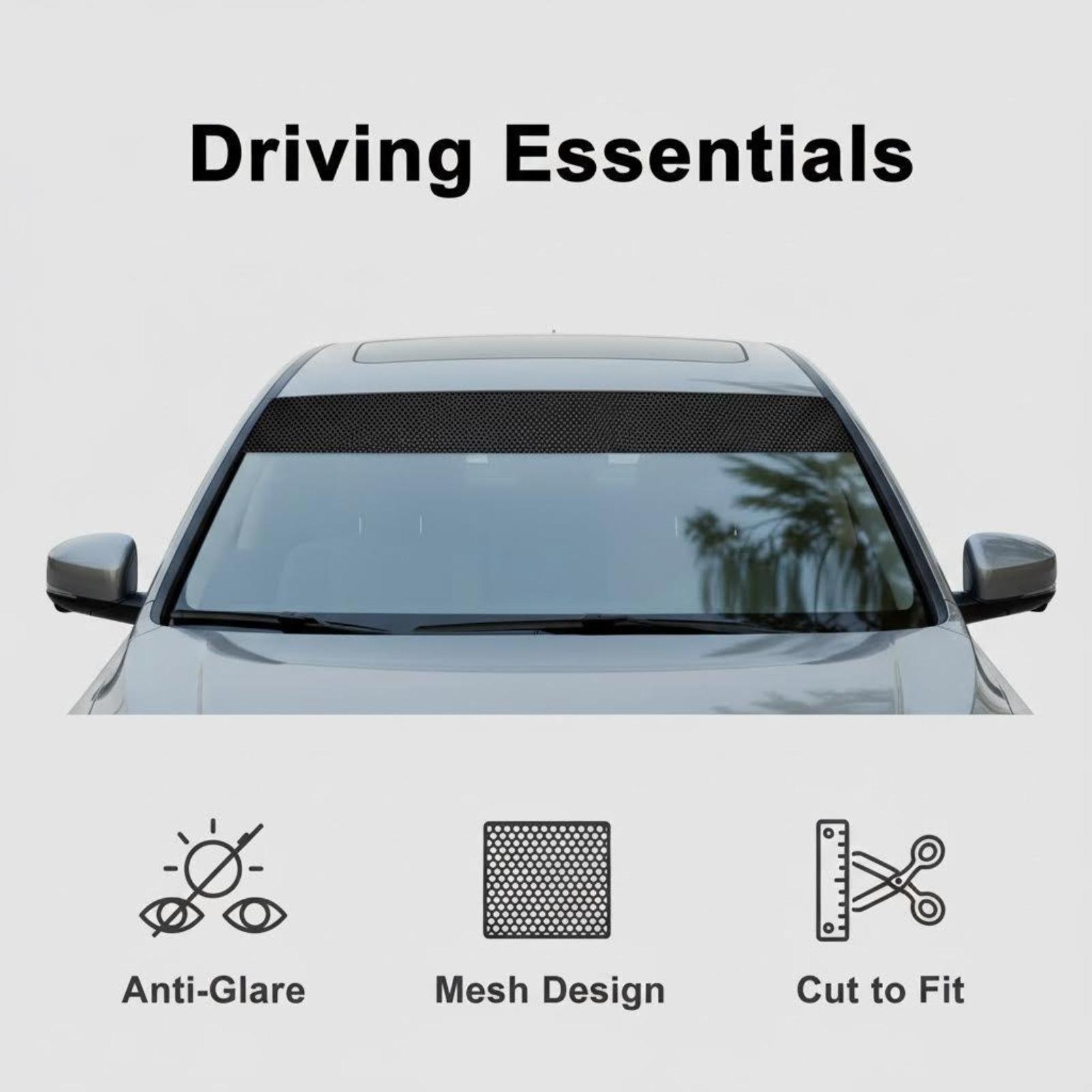 Car Windshield Sunshade Sticker, Front and Rear Window Decals, Mesh Sunscreen Film, Self-Adhesive, Fits Sedans Suvs Vans, Summer Essential