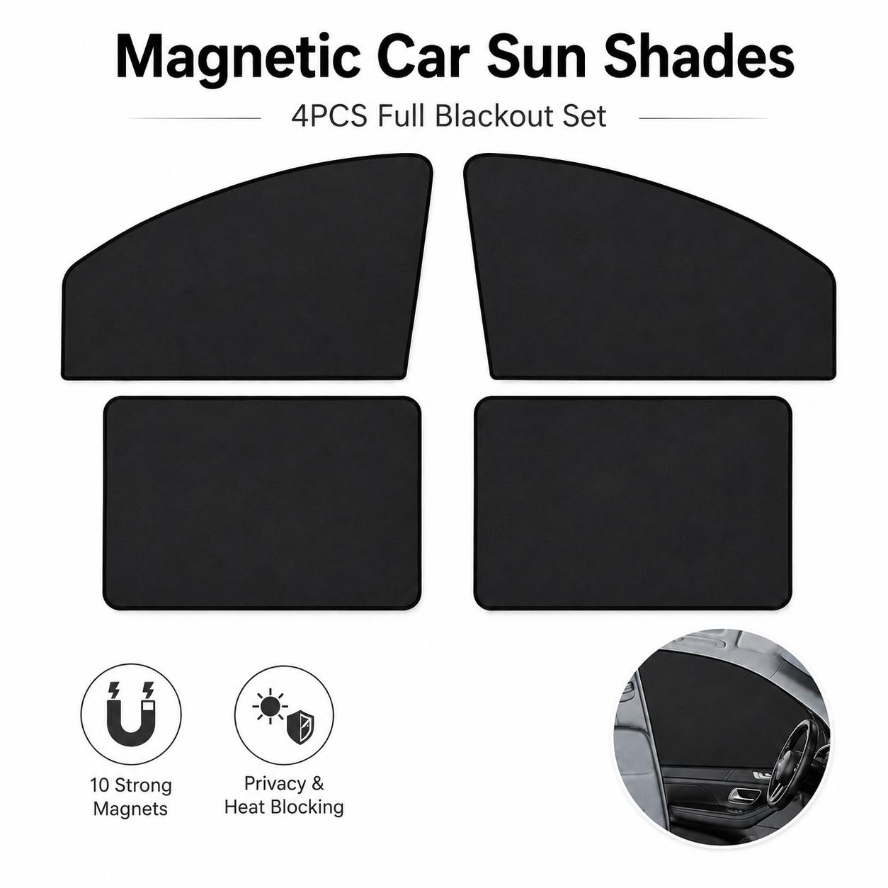 Magnetic Car Side Window Sun Shades for Summer Travel, Foldable UV Protection Car Sunshade, Heat Insulation Easy Install Sun Visor for Road Trip Camping-YY1