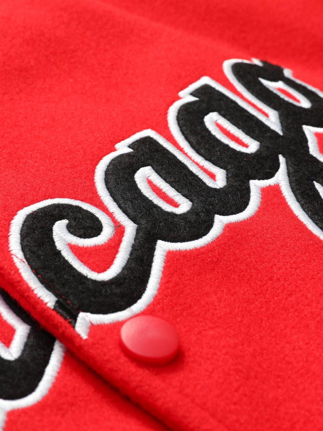 Men's Red Baseball Jacket Casual Loose Fashion High-End Letter Embroidered Jacket Button Front Black PU Long Sleeve College Style Streetwear Jackets Sportswear, Letter Print Jacket