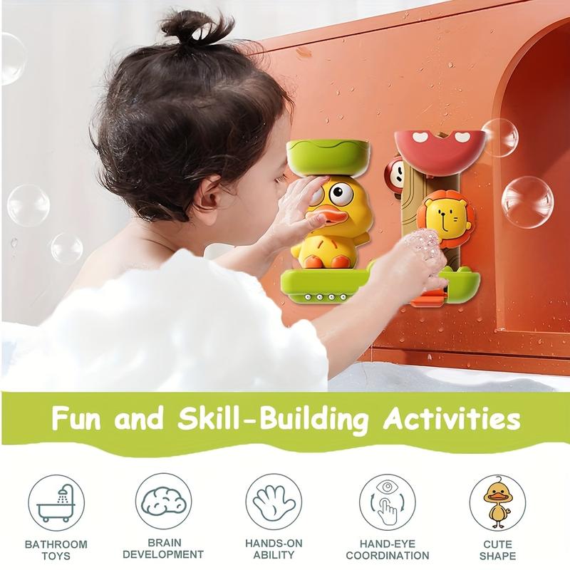 Cute Duck Design Water Toy with Spin Suction Cup - Spraying & Rotating Feature,Multifunctional Interactive Tub Toy, Kids Gift