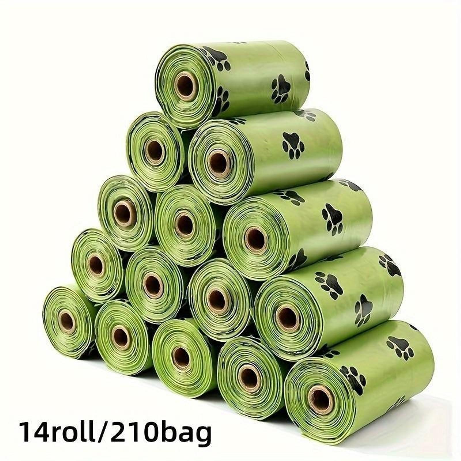 Dog Waste Bag with Paw Print Design, 14 Rolls Leak-proof Poop Bag, Durable Plastic Poop Bags for Pet Cleanup & Outdoor Use, Stretchable Litter Scooper