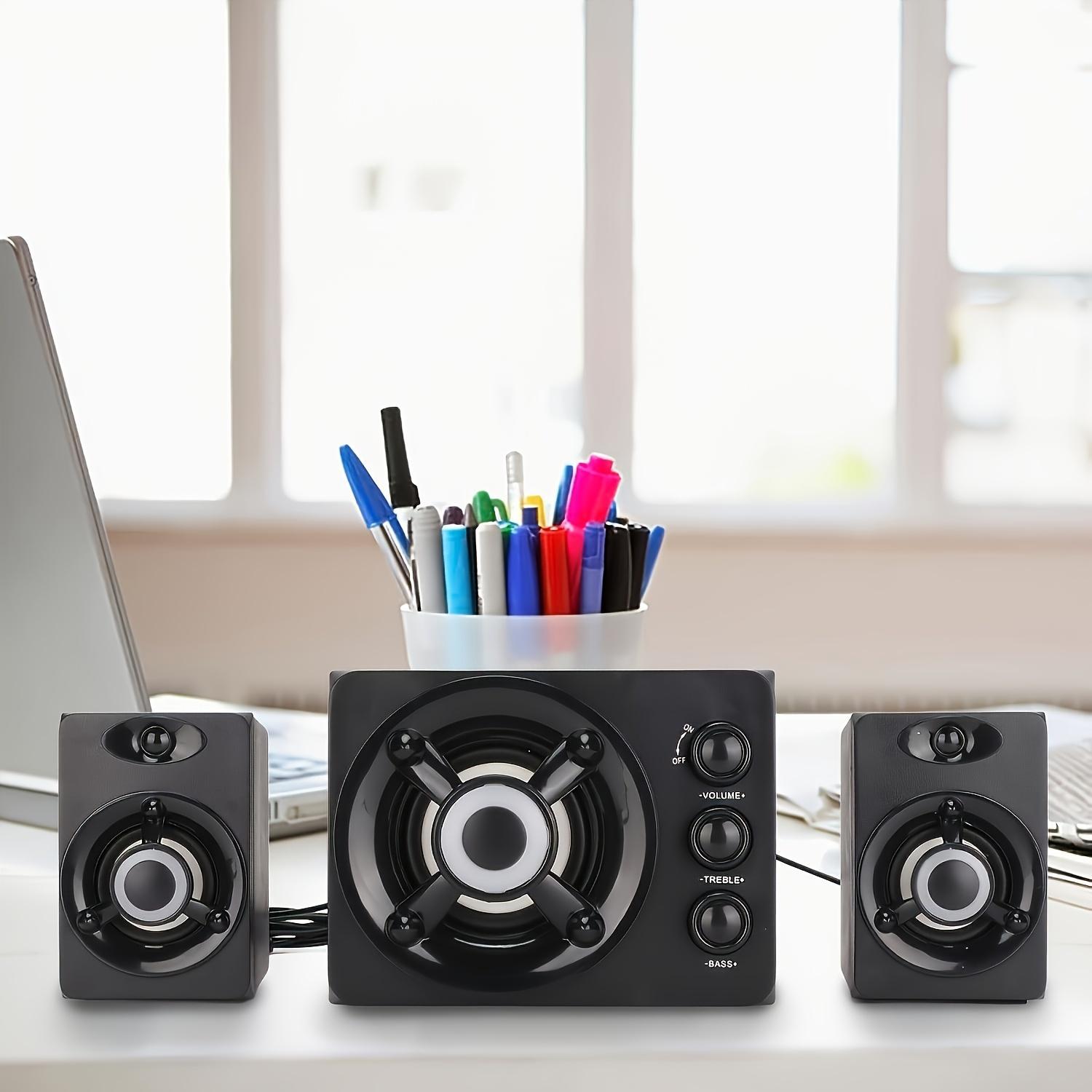 BOBO 3-Speaker Split Computer Audio System with Bass &Treble Knob Control, 3D Surround Sound, RGB Lighting USB-Powered 2.1 Stereo for Gaming/Video Desktop PCSpeakers, Modern Speaker Design, Highquality Audio