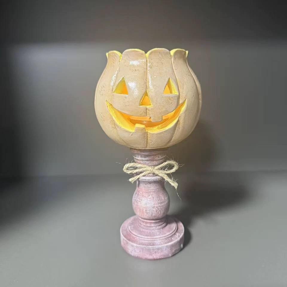 Creative Pumpkin Ornament Resin Craft, Halloween Home Decor Candle Holder, 1pc DIY Decoration, No Wax Included, Perfect for Festive Settings