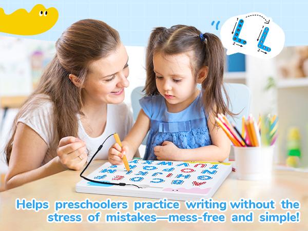 JoyCat Double Sided Magnetic Letters Board, 2 in 1 Alphabet Magnets Tracing Board, ABC Letter Uppercase & Lowercase Practicing Toys, Learning Tools