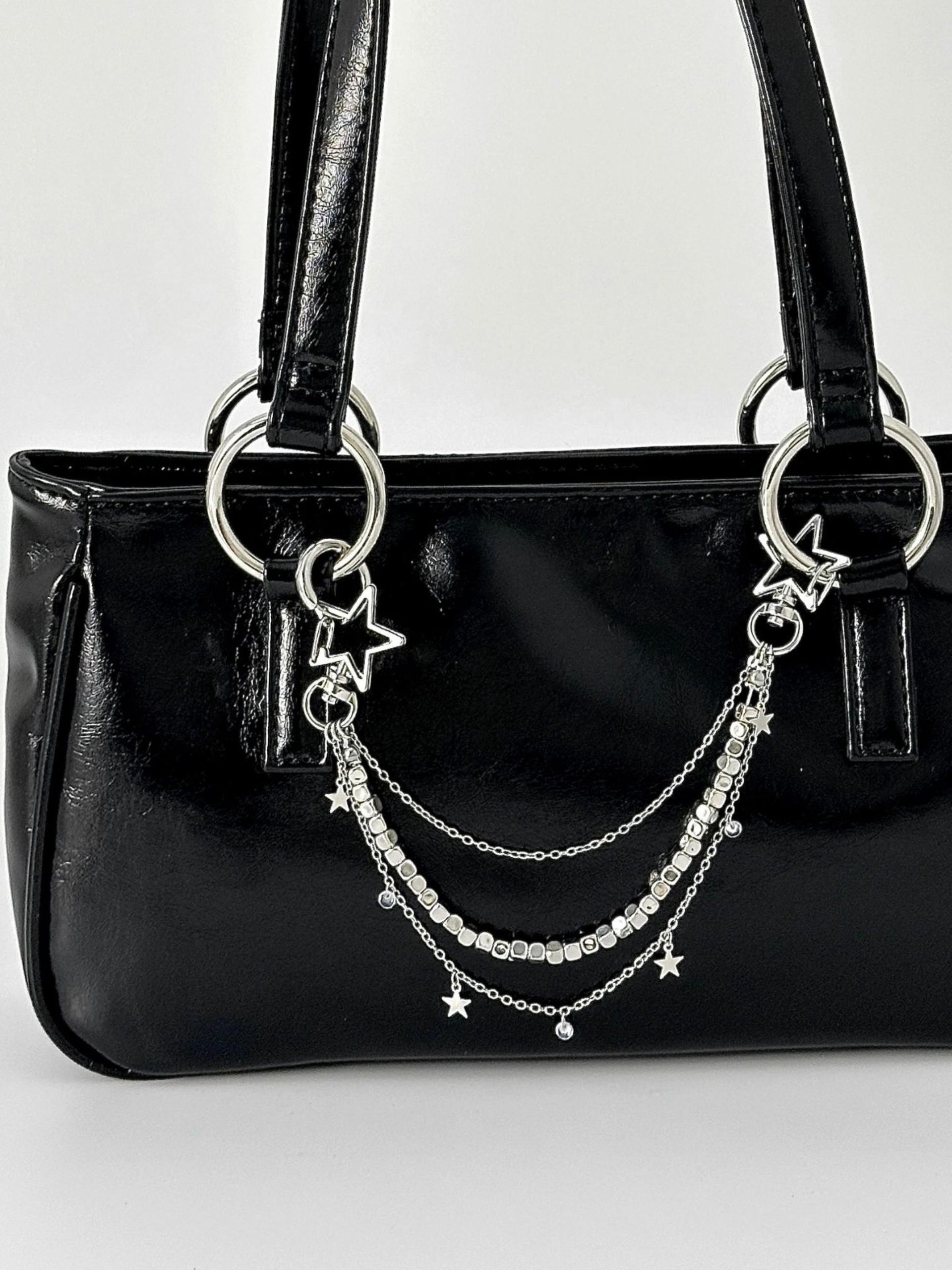 Hip Hop Star Cross Bag Chain Pendant, Fashion Metal Keychain Charm, Stylish Accessory for All Seasons, Baroque Pattern Design