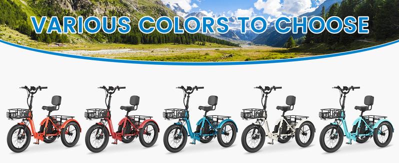 MOONCOOL Electric Tricycle for Adults, 750W 48V Folding Electric Trike Peak Power 1100W, 3 Wheels Electric Bicycle, Aluminum Frame Electric Tricycle with Large Basket and Removable Battery