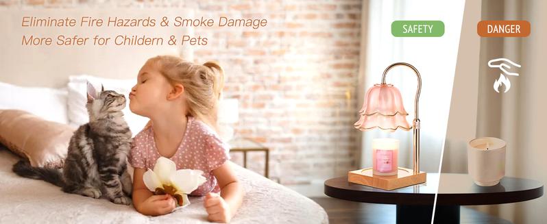 Flower Candle Warmer Lamp with Timer : With 2 Bulbs, Table Lamp Height Adjustable, Home Bedroom Decor, House Warming Gift, Birthday Gift, Gift for Women, Mother's Day Gifts Decoration Items Ornaments, Valentine's Day gift