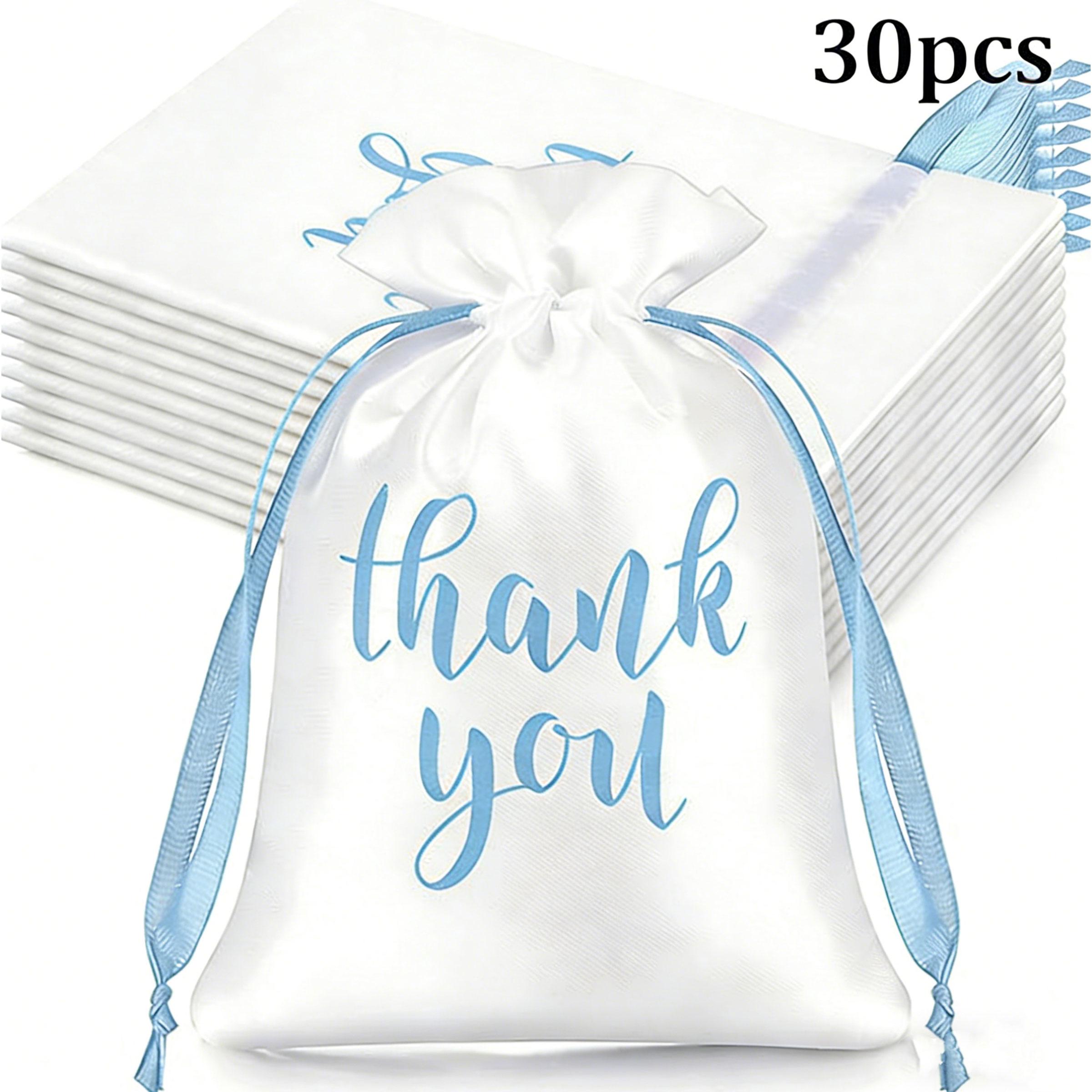 10/30 Pcs Thank You Satin Gift Bags with Drawstring Jewelry Candy Pouches for Wedding Bridal Baby Shower Employee Appreciation Birthday Party Thank You Bags Gift Wrap(Black, Gold,4 x 6 Inch)