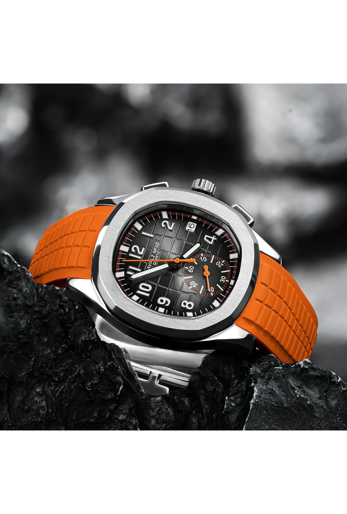 2026 Hot Selling Top Luxury Brand Japan VD53 Mov Chronograph Quartz Watch Stainless Steel Silver-Blue Rubber Strap Luminous Waterproof