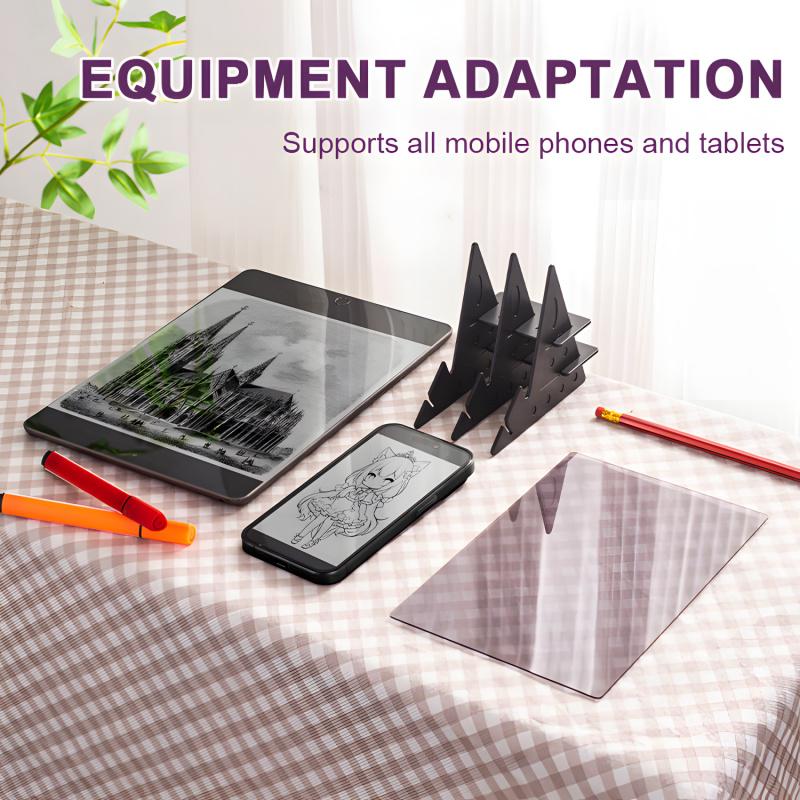 Lightweight And Portable Optical Drawing Tracing Pad Optical Projector Painting Copy Board Mirror Reflection Projection Tracing Plate Board Comic Tracer Art Stencil Tool with Phone/Pad Xmas Gift for,Students,Sketching,Painting Art Drawing Supplies