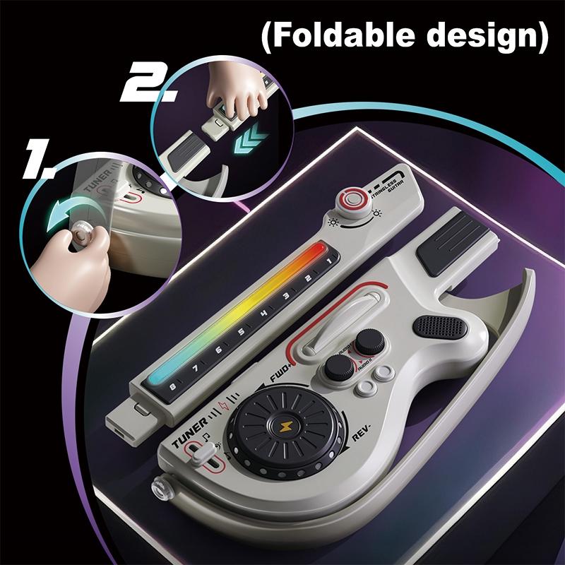 Simulated Multi-Functional Guitar Light Music Drum Rhythm Electronic Piano Toy, Kids Instrument with Microphone, Ideal for Performance and Singing