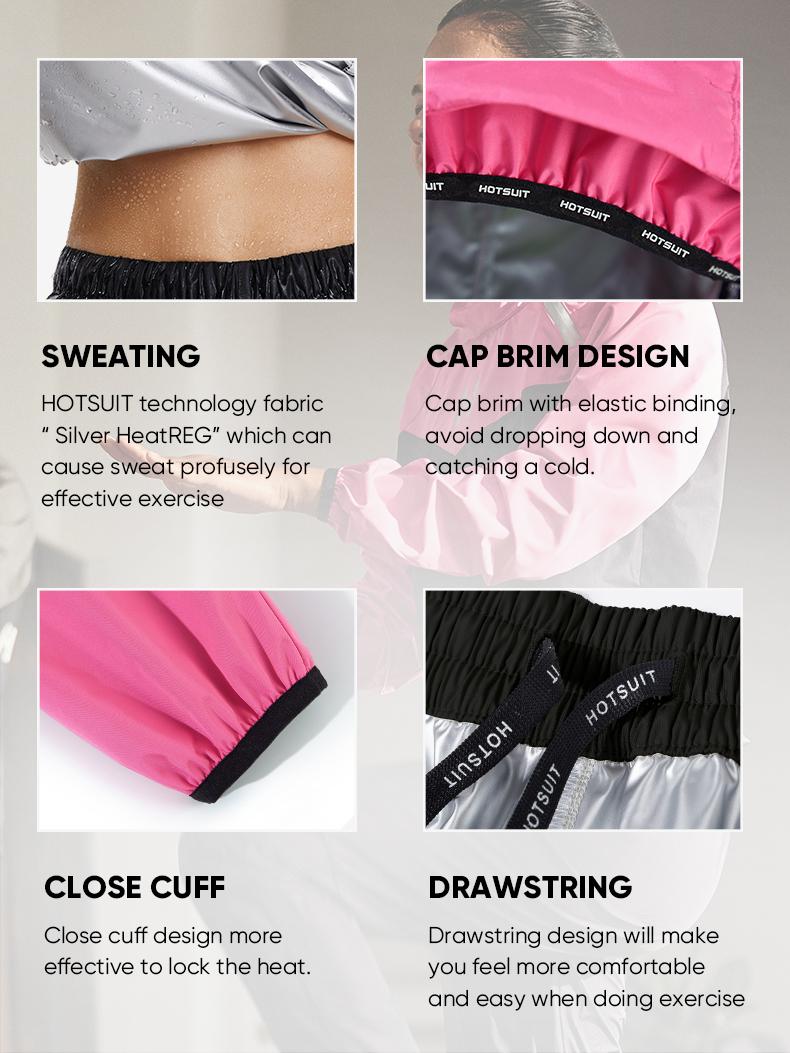 HOTSUIT Unisex Sauna Suit Sportswear Sweat Suit Boxing Exercise Jacket and Pants Fitness Training Clothes Outdoorfun Athletic Workout Women  Men