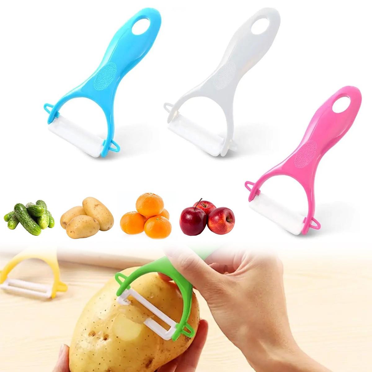 3 PACK Ceramic Peeler Set, Durable Hard Ceramic Blades, Rust-Resistant, Sharp for Potatoes Carrots Apples Ginger, Easy Grip, Quick Clean, Kitchen