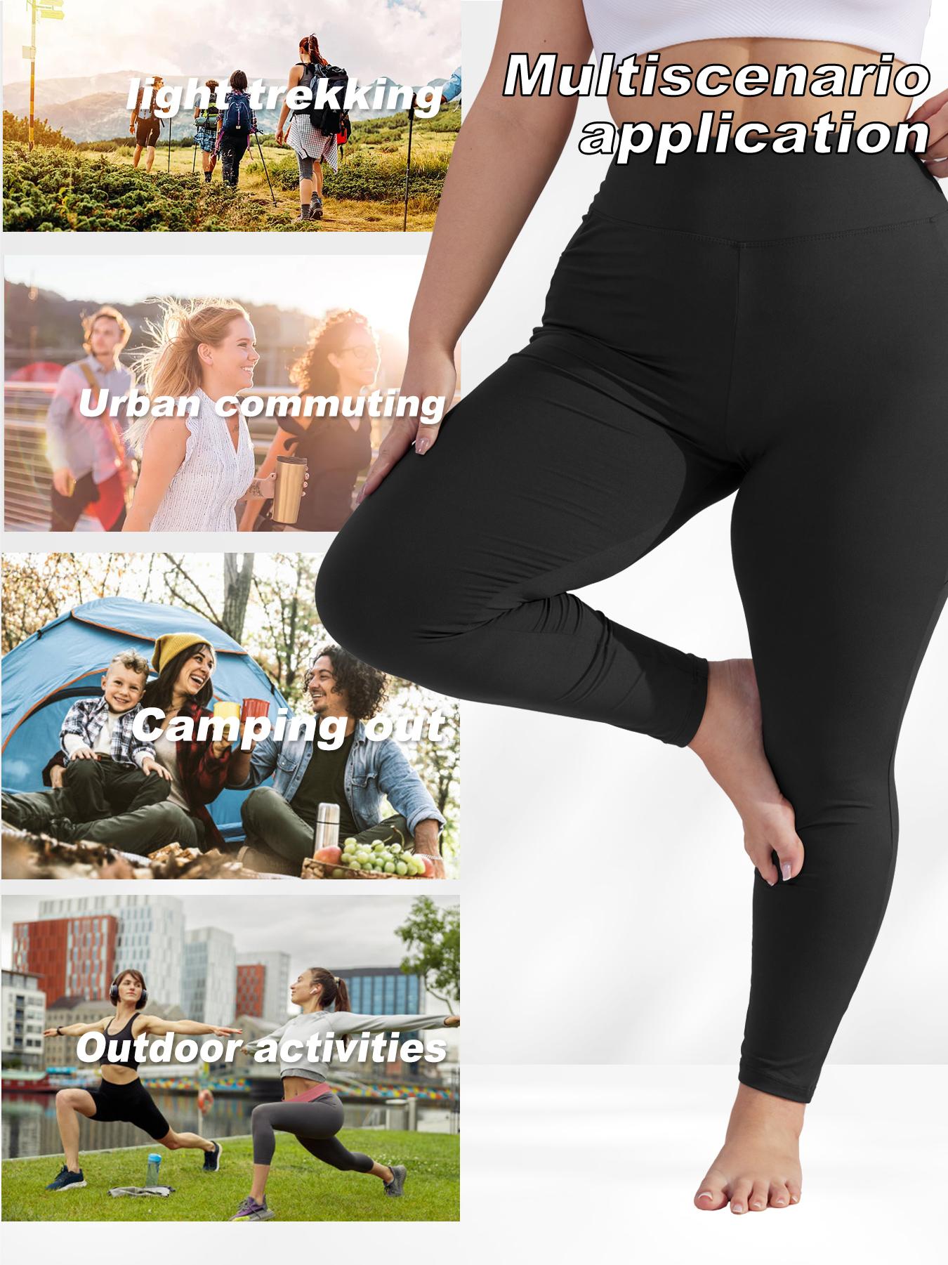Plus Size Solid High Waisted Pocket Leggings with Pockets, High Stretch Four-Way Stretch, All-Day Comfort Fit for Any Occasion, Fashionable Versatile Leggings