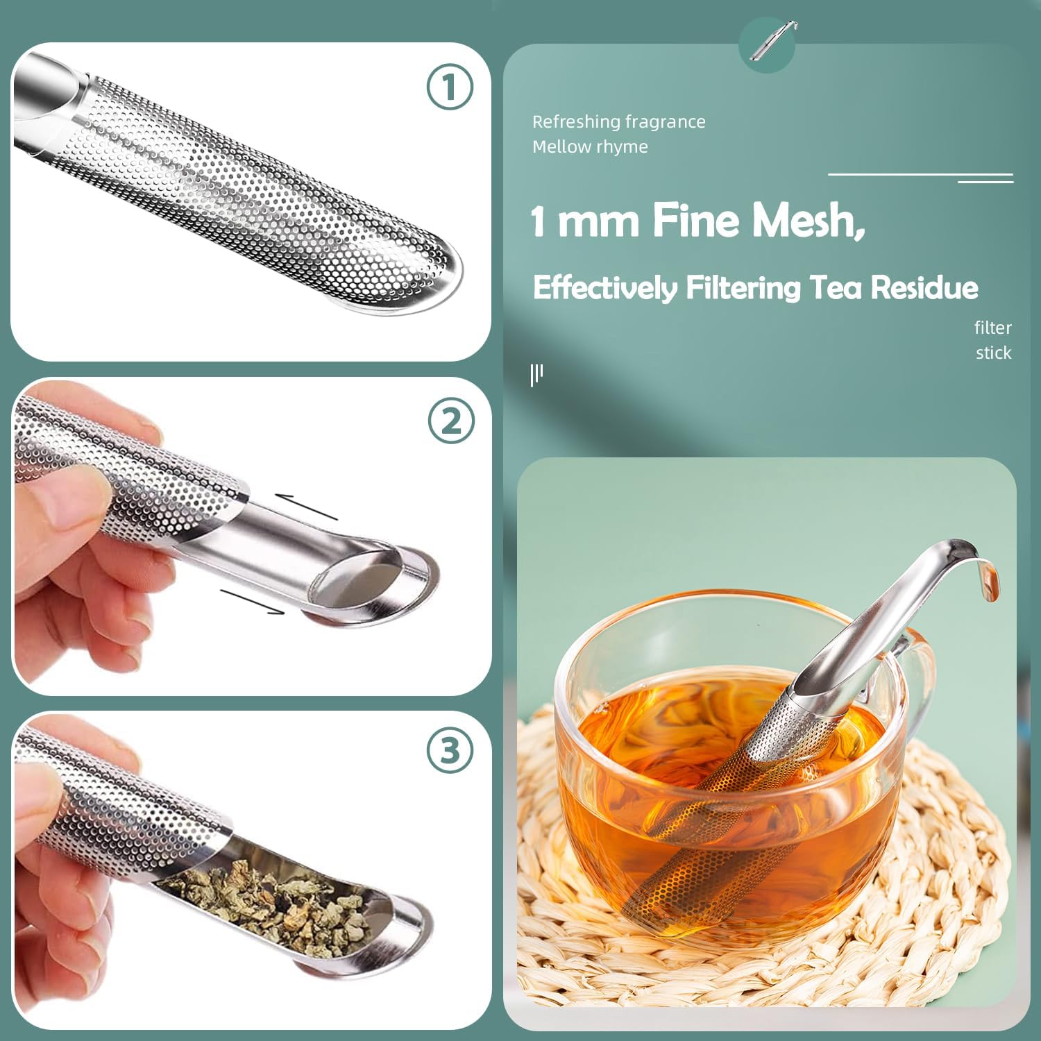 2 Pcs  Tea Infusers, Stainless Steel Tea Strainers with Hook Handles, Mesh Tea Filters Suitable for Steeping Loose Leaf Tea, Coffee, and Spice Teas,Perfect for Use at Home, In the Office, or While traveling,Tea Making Tool, Drinking Utensils Accessories.