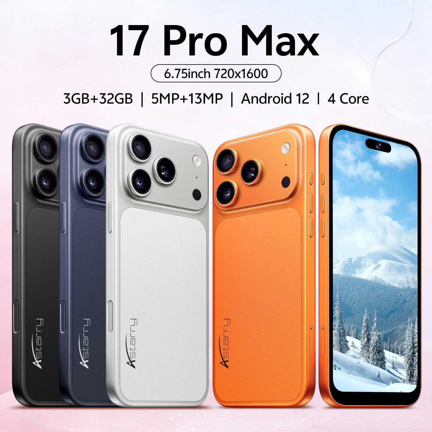Astarry 17 Pro Max Smartphone, 3gb+32GB RAM, 6.75-Inch Screen, Quad-Core Processor, 4100mah Battery, Android 12.0 Os, 4g Full Network, Large Screen Smartphone