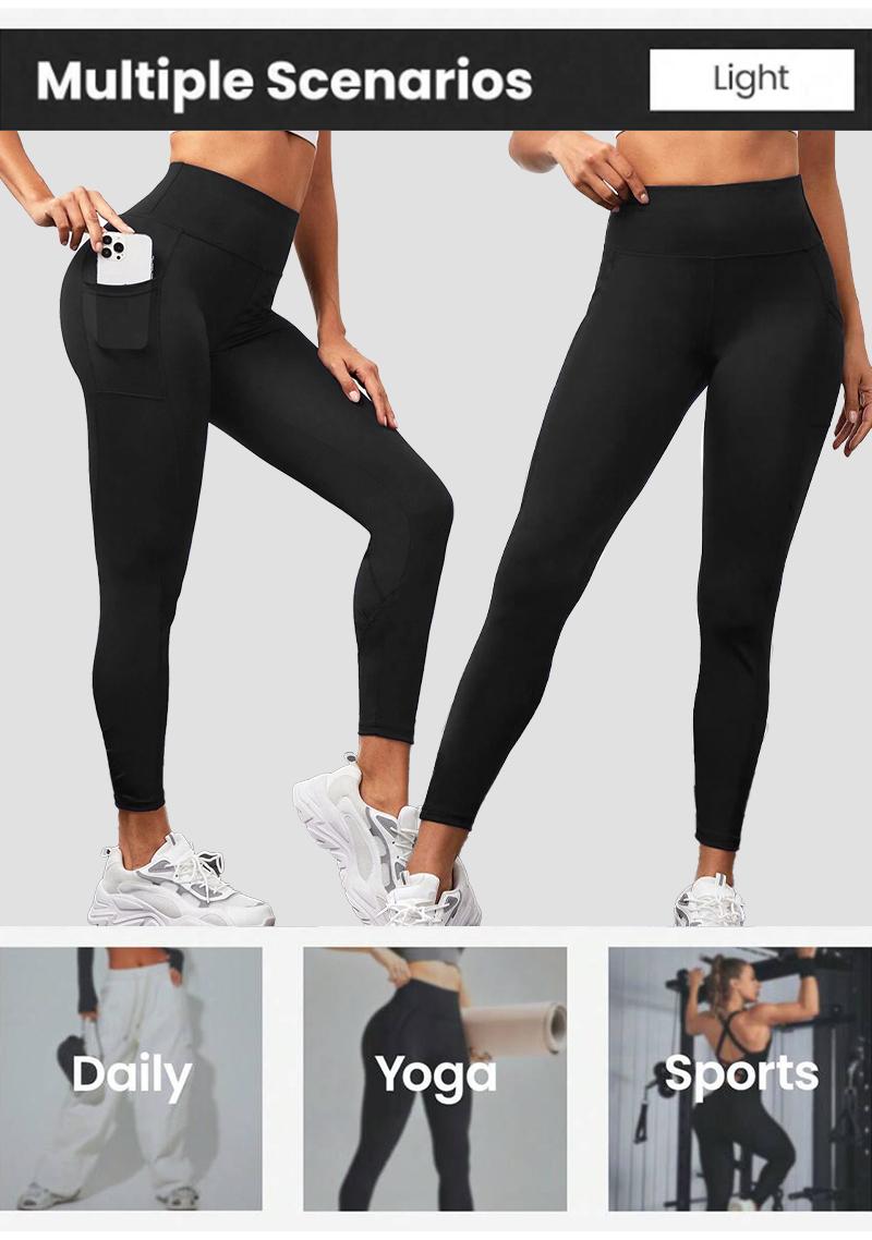 4-Pack Plus Size Sports Leggings For Women, High-Waisted Cropped Yoga Pants With Pockets, Fitness Running Compression Tights Gym Outfits Stylish Activewear leggings women flareleggings leggings pockets
