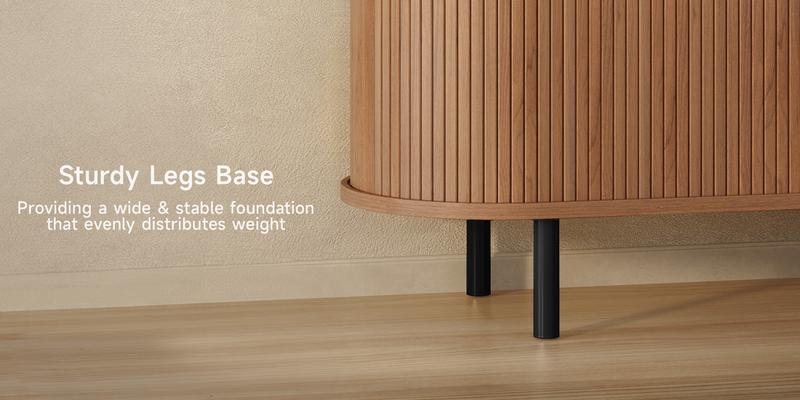 【Sliding Doors Design】ONBRILL 55"/63" Gorgeous Fluted TV Stand for TVs up to 60/70 Inch, Modern Entertainment Center with Power Outlet & Adjustable Shelves Storage for Living Room, Media Console,Bedroom Furniture,Christmas Gift【HolidayHaul】