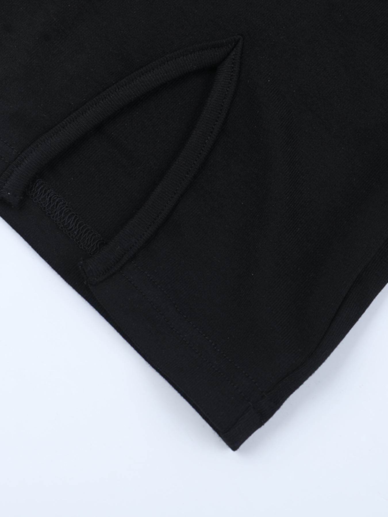 One Shoulder Long Sleeve Split Hem American Basic Fitted Dress, Elegant Casual Wear, Perfect for Daily, Stylish Women's Clothing